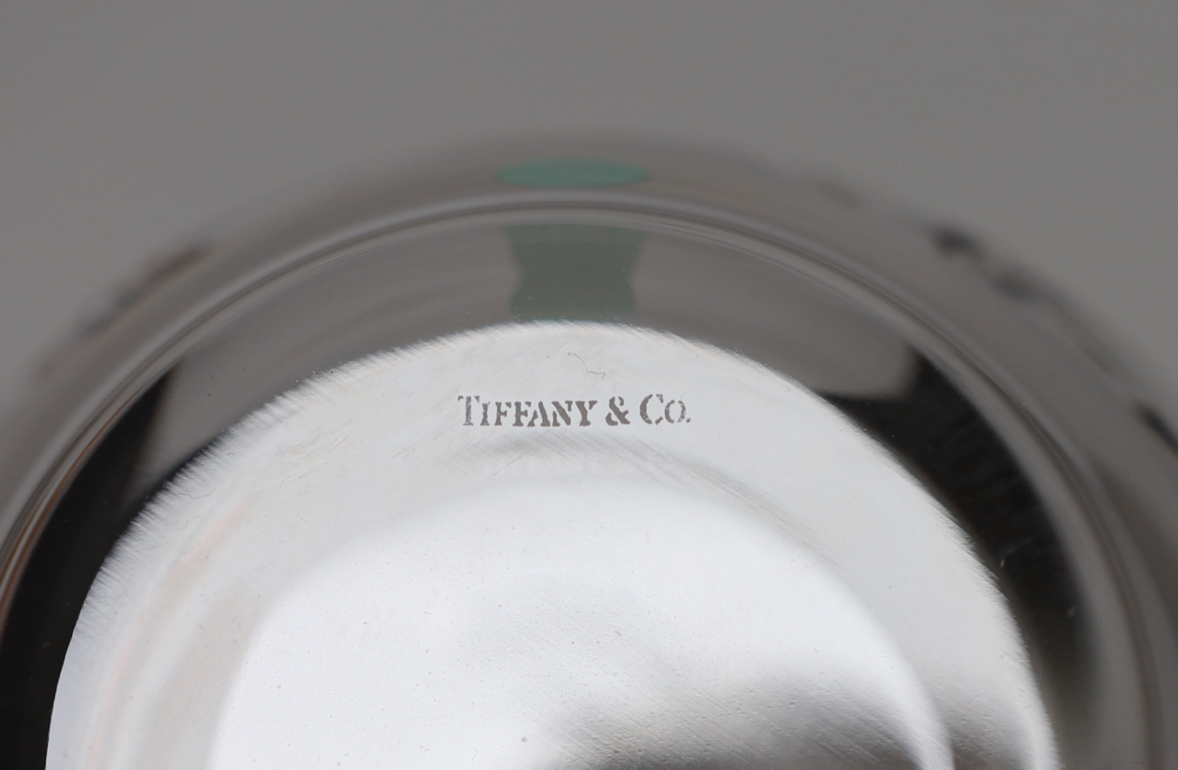 A boxed Tiffany glassvase other glassware and porcelain tea wares, Tiffany vase 23cm high